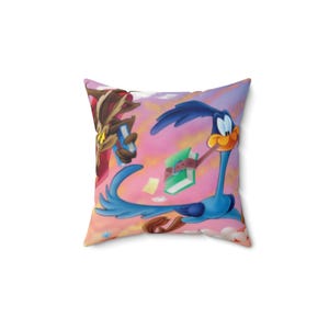 Road Runner and Coyote Square Pillow