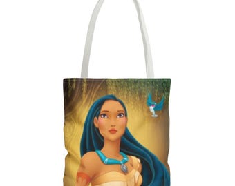 Pocahontas Tote Bag - Reusable Canvas Grocery Bag With Colors Of The Wind Print - Disney Fan Gift Merch