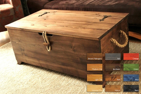 Large Vintage Rustique en Bois Coffre Handmade-Choix de Couleurs