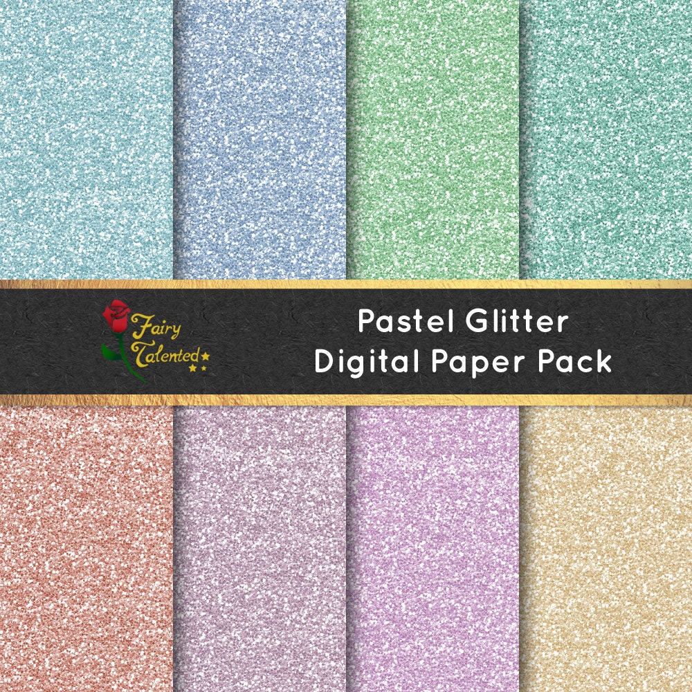 Glitter Digital Paper Pack Pastel Glitter Paper Blue Etsy