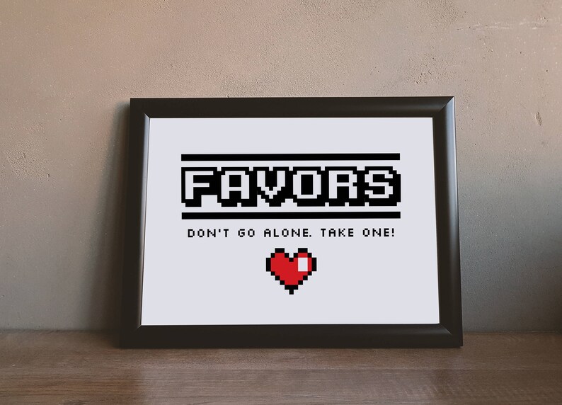 Video Game Wedding 8 Bit Favors Sign Gamer Wedding Printable Etsy