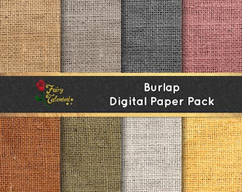 Burlap Digital Paper Pack - Burlap Backgrounds - Colored Burlap - Instant Download - Commercial Use