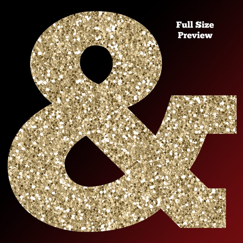 Glitter Retro Numbers & Symbols Clipart Gold Glitter Numbers, Bold