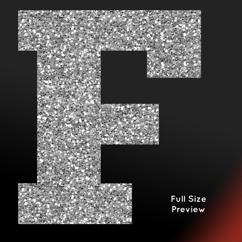 Retro Glitter Alphabet Clipart Silver Glitter Letters, Silver Glitter