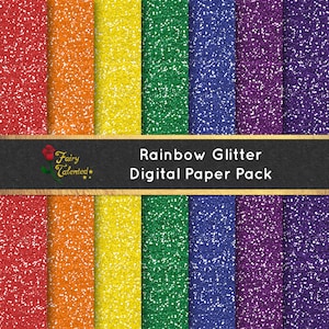 Rainbow Glitter Digital Paper Pack - Glitter Textures - Rainbow Backdrops - Instant Download - Commercial Use