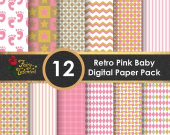 Rétro Pink Baby Digital Paper Pack