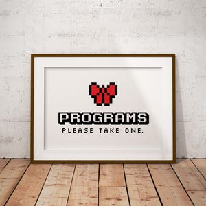 Video Game Wedding 8 Bit Programs Sign, Gamer Wedding, Printable Program Please Take One Sign, 5x7, 8x10, PDF format