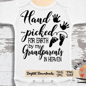 Cueillies pour Terre svg fichier dans la mémoire du svg ciel fichier svg cueillies à la main pour la terre par mes grands-parents en ciel svg nouveau bébé devis svg à la main