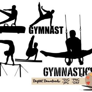 Mâle gymnastique svg fichier coupe gymnaste silhouette collection bundle pour Silhouette Cricut pour t-shirt svg motivation bricolage gymnastique svg