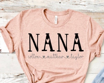 Custom SVG file NANA and children's names svg cut file decal shirt digital download Grandma shirt diy gift silhouette cricut Mothers day svg