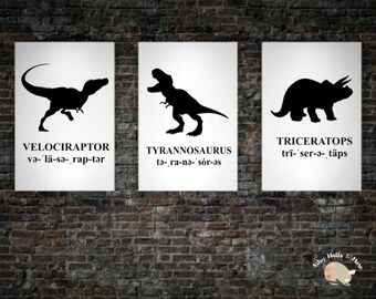 Dinosaur SET of Prints Dinosaur Printable wall art themed bedroom print Boys bedroom baby boy dinosaur nursery dinosaur quote home decor