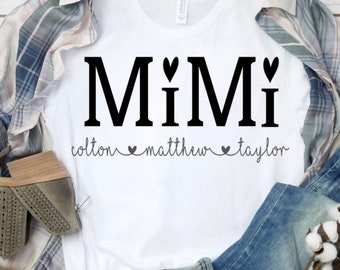 Custom SVG file MIMI and children's names svg cut file decal tshirt download Grandma t-shirt diy gift silhouette cricut Mothers day svg