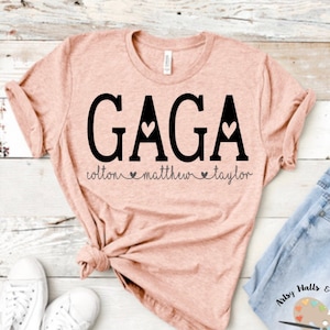 Aangepaste SVG bestand GAGA en kindernamen svg gesneden bestand sticker tshirt downloaden Oma t-shirt diy cadeau silhouet cricut Moederdag svg
