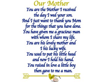 Download Mother in law poem | Etsy