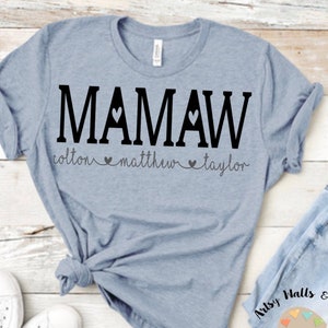 Custom SVG file MAMAW and children's names svg cut file decal tshirt download Grandma t-shirt diy gift silhouette cricut Mothers day svg
