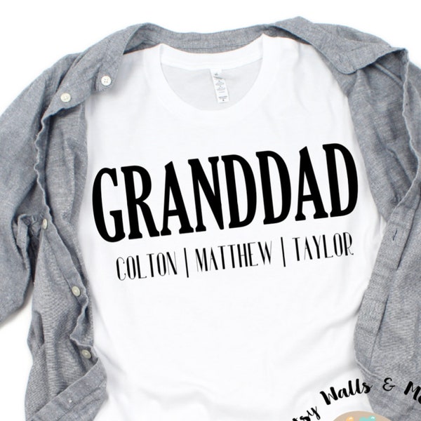 Custom SVG file GRANDDAD and children's names svg cut file tshirt digital download grandpa shirt diy gift silhouette cricut Father's day