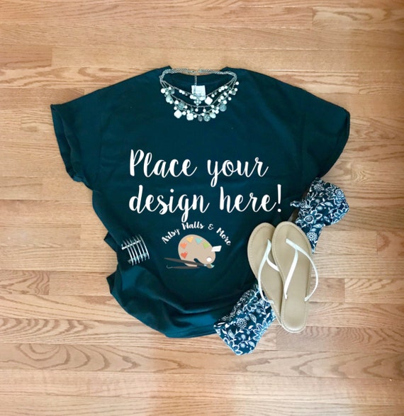 Womens Black T-Shirt Mockup Womens Shirt Mockups With Necklace