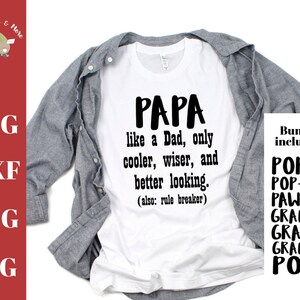 Papa like a dad only cooler wiser and better looking svg, Grandpa svg, Grandpa svg cut file bundle papa shirt svg, papa svg, poppy, gramps