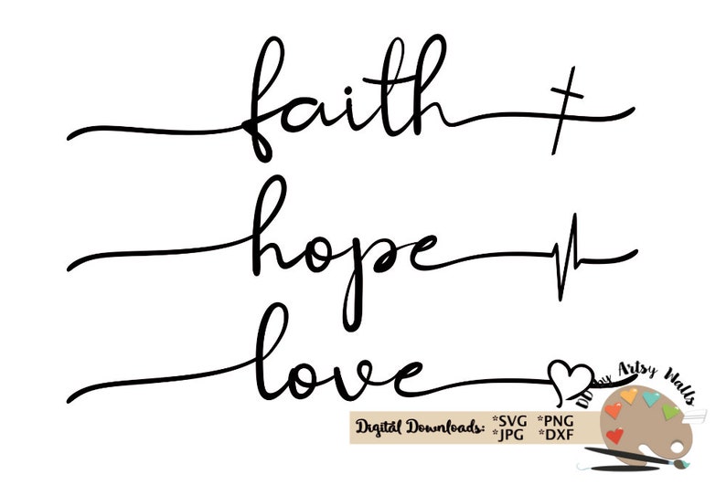 Faith Hope Love Svg Cut File Christian Svg Silhouette Or Etsy