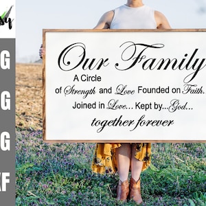 Our family a circle of strength svg, beautiful family wall decal svg, family quote svg dxf png jpg