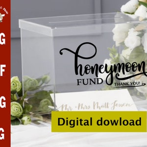 Honeymoon Fund Wedding Reception svg CUT file svg dxf png jpg, Znak ślubny svg, Naklejka oszczędnościowa na miesiąc miodowy svg, ślub miesiąc miodowy dziękuję