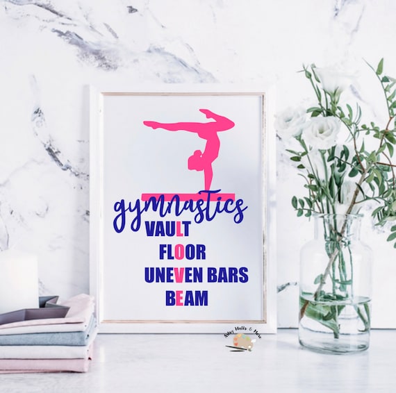 Gymnastics Printable Wall Art Gymnast Themed Bedroom Print Etsy