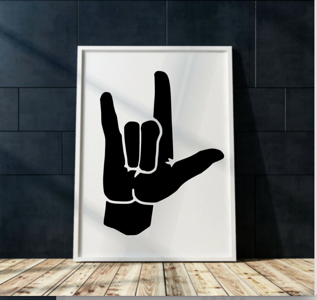 I love you sign language Print Printable Wall Art I love you sign for DIY framable art, American Sign Language ASL Deaf education wall decor