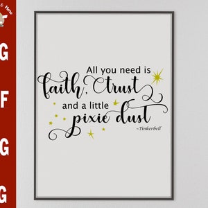 Helemaal u nood zit geloof, vertrouwen en een beetje pixie dust tinkerbell svg bestand Tinkerbell offerte svg bestand meisjes t-shirt offerte svg knippen snijden