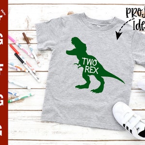 Zwei Rex Svg, Dinosaurier SVG CUT Datei, Tyrannosaurus Rex Silhouette Svg 2. Geburtstag Party, T-Rex Geburtstag Shirt Svg