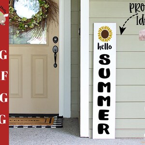 Hello Summer Front Porch Wood Sign svg CUT FILE, porch sign svg, home decor svg, Summer porch sign svg dxf, Sunflower porch welcome sign svg