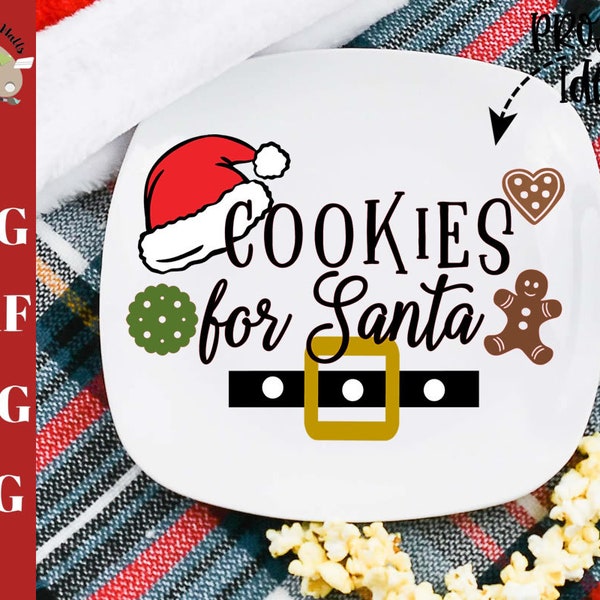 Santa Cookie Plate Svg - Etsy