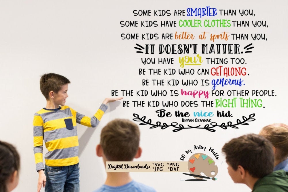 Be the Nice Kid Quote Svg File Classroom Hallway Decor Svg CUT - Etsy ...