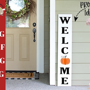 Welcome Pumpkin Front Porch Wood Sign svg CUT FILE, Pumpkin porch sign svg, home decor svg, Fall porch sign svg, Porch sign cut file