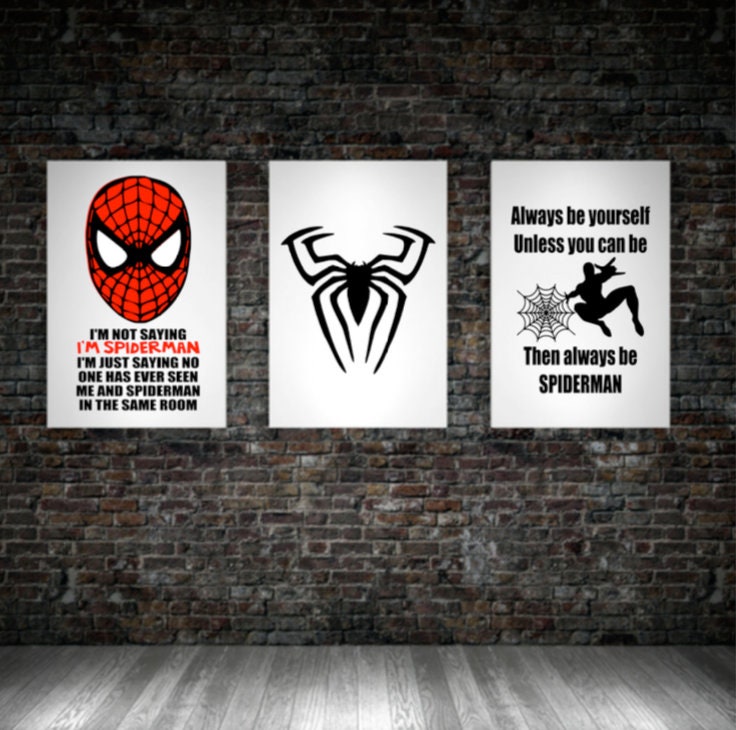 Spiderman SET OF 3 Prints Printable Wall Art I'm Not - Etsy