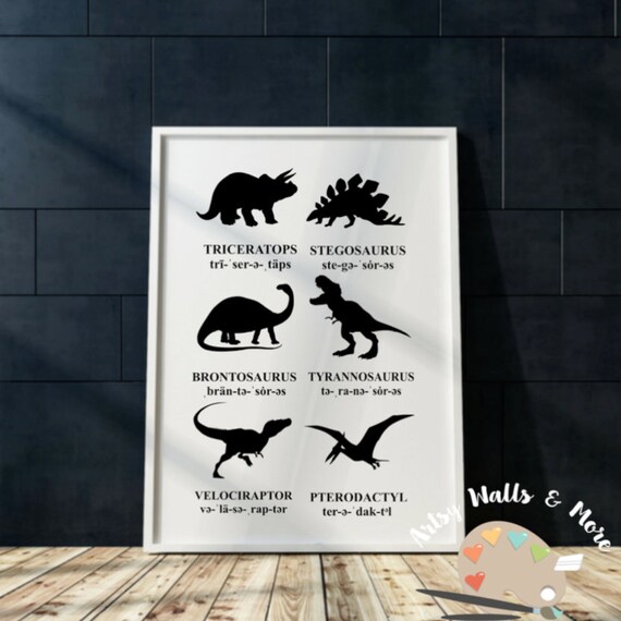 Dinosaur Print Printable Wall Art Dinosaur Themed Bedroom Boys Bedroom Dinosaur Names Triceratops Stegosaurus Tyrannosaurus Rex Wall Art