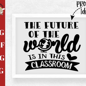 The Future of the World Is In This Classroom svg cut file, school classroom sign svg dxf png jpg, teacher sign svg, Classroom door decal svg