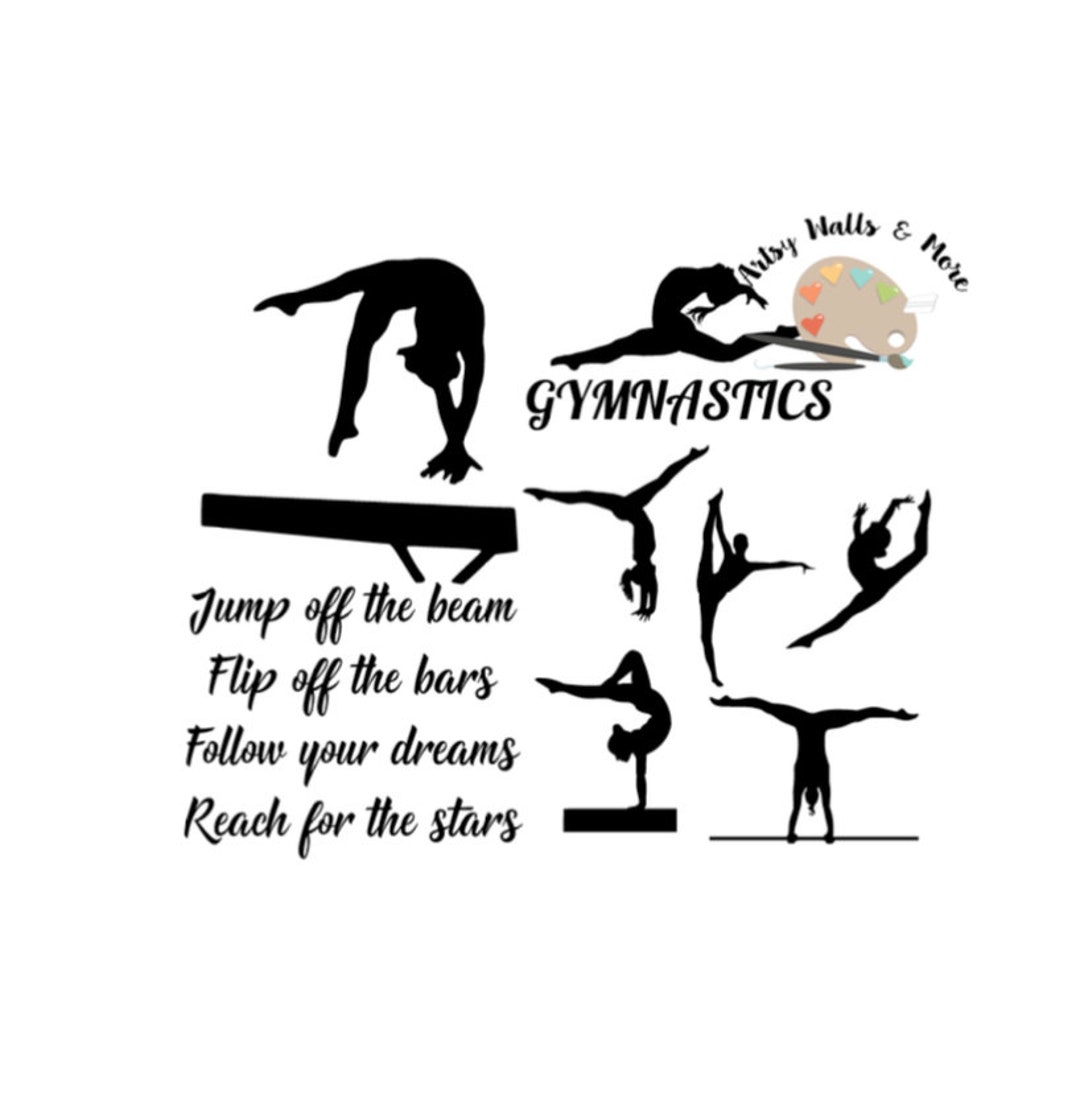 Gymnastics Quote Svg Cut File, Gymnast Silhouette Collection Bundle for