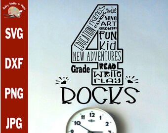 4th Grade Rocks svg First day of 4th grade t-shirts DIY, 4th Grade class shirts svg 4th Grade teacher shirts svg cut file