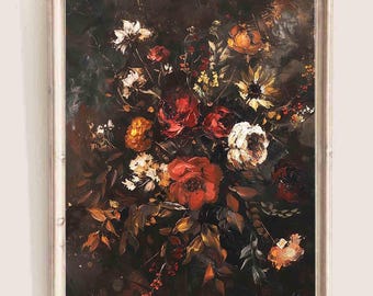 Estampado floral, arte mural botánico melancólico: Estampados de flores oscuras
