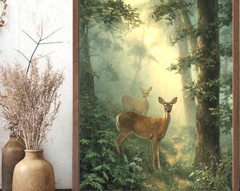 Deer Prints: Woodland Animals Wall Decor, Forest Art (Paper and Canvas)