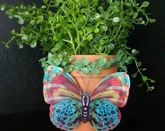 Colorful Butterfly Flower Pot Spring Home Decor Fun Plant Holder Terra Cotta Planter Butterfly Design