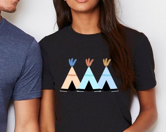 Teepee Shirt, Native American Design, Womens T-Shirt, Indian Hut, Native Tribes, Boho Tops, Southwestern