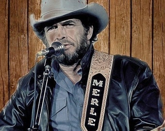 Merle Haggard, Country Music Print, Outlaw Poster, Country Music Legend, Canvas or Paper