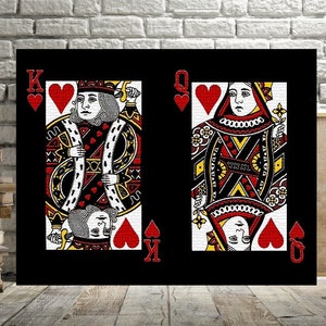 King and Queen of Hearts Print: Card Room Casino Art Game Room Decor