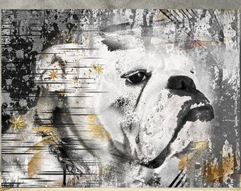 Bulldog Art, Pet Lover, Dog Print or Canvas, Bulldog Picture, Gift for Pet, Dog Portrait
