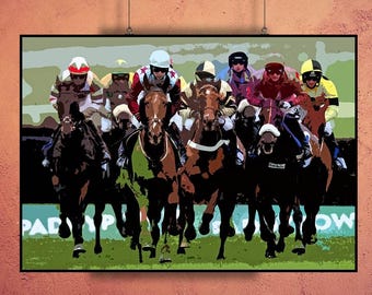 Horse Racing, Print or Canvas, Derby, Horse Race Wall Art, Horse Racing Lover Picture, Race Horse Decor, Horse Fan Gift, Sports Art