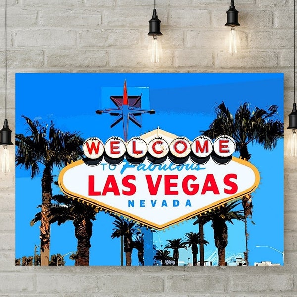 Las Vegas Sign, Original Vegas Art Print, Vegas Canvas, Travel Decor, Nevada Poster, US City Art, Retro City, Gambler, Las Vegas Strong Gift