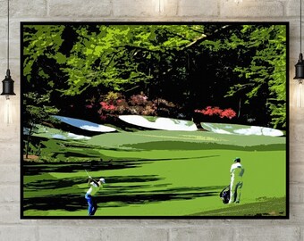 Golfing Art, Print or Canvas, Augusta Golf Club Picture, Amens, Corner, Golfer Fan Gift, Cool Sports Wall Art, Golf Lover Decor, Master Golf