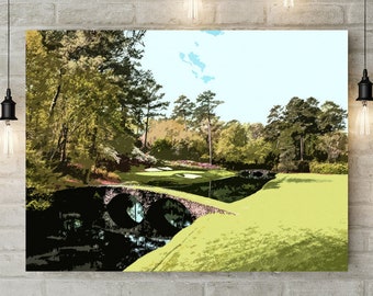 Golf Course Art, Augusta, 12th hole, Golfer Gift, Print or Canvas