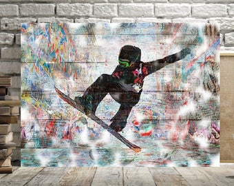 Arte de snowboarder: lienzo o impresión de deportes de nieve